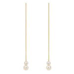 9ct Yellow Gold Pull Through Pearl Drop Earrings
