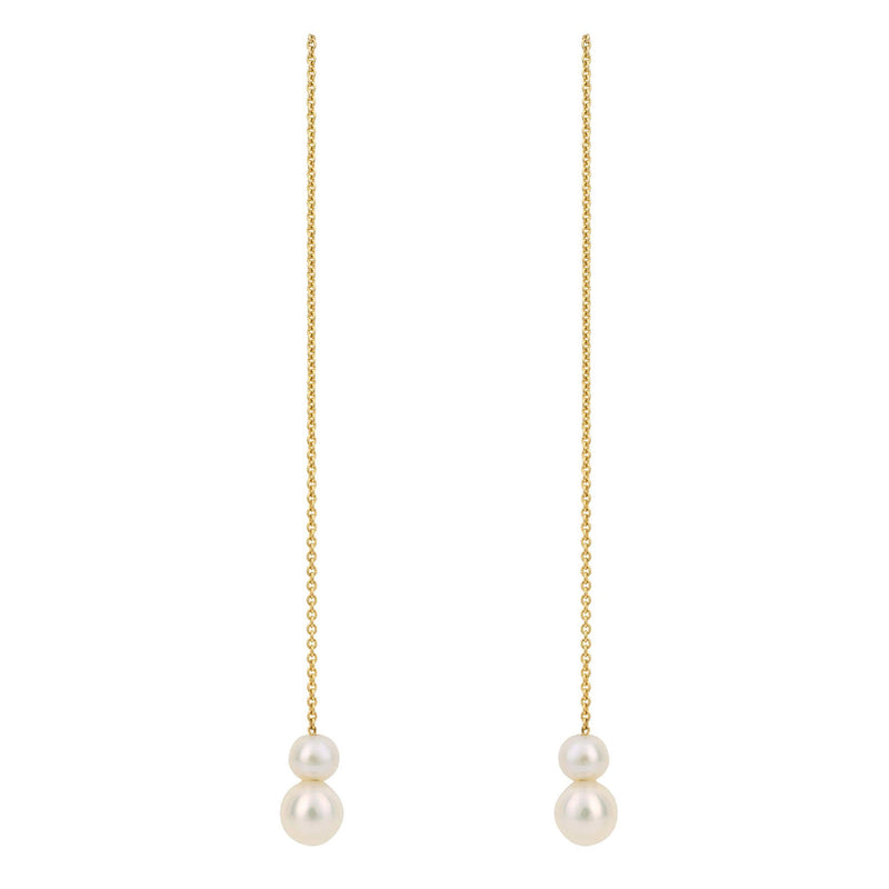 9ct Yellow Gold Pull Through Pearl Drop Earrings
