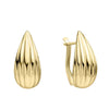 9ct Yellow Gold Large Ridged Teardrop Stud Earring