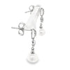 9ct White Gold Freshwater Pearl And Diamonds Drop Earrings