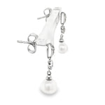 9ct White Gold Freshwater Pearl And Diamonds Drop Earrings