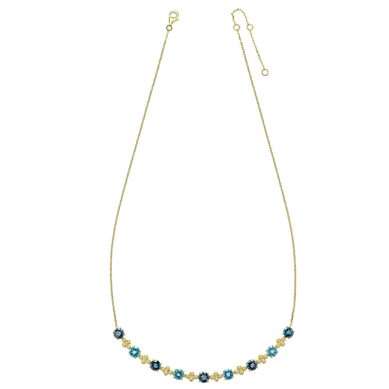 9ct Yellow Gold Multi Blue Topaz Necklet