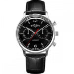 Rotary Gents Avenger Chronograph Black Dial Leather Strap Watch GS05203/04