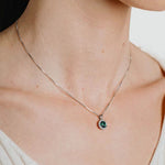 Diamonfire Silver Green & White Cubic Zirconia Cluster Pendant & Chain