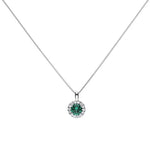 Diamonfire Silver Green & White Cubic Zirconia Cluster Pendant & Chain