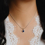 Diamondfire Silver Blue & Clear Cubic Zirconia Pendant & Chain