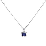 Diamondfire Silver Blue & Clear Cubic Zirconia Pendant & Chain
