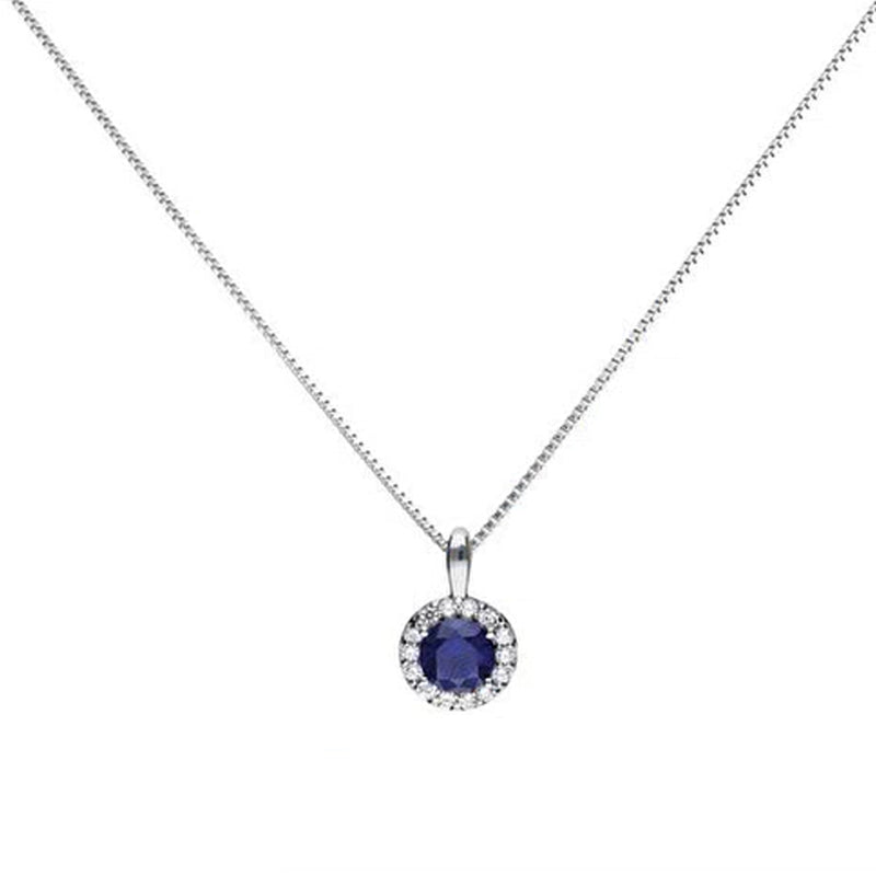 Diamondfire Silver Blue & Clear Cubic Zirconia Pendant & Chain
