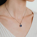 Diamonfire Silver Oval Blue & White Cubic Zirconia Cluster Pendant & Chain