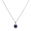 Diamonfire Silver Oval Blue & White Cubic Zirconia Cluster Pendant & Chain