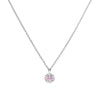 Diamonfire Silver Dusky Pink & Clear Round Cubic Zirconia Pendant & Chain
