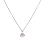 Diamonfire Silver Dusky Pink & Clear Round Cubic Zirconia Pendant & Chain