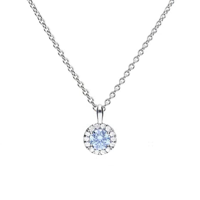 Diamonfire Silver Pale Blue & White Round Cluster Pendant & Chain