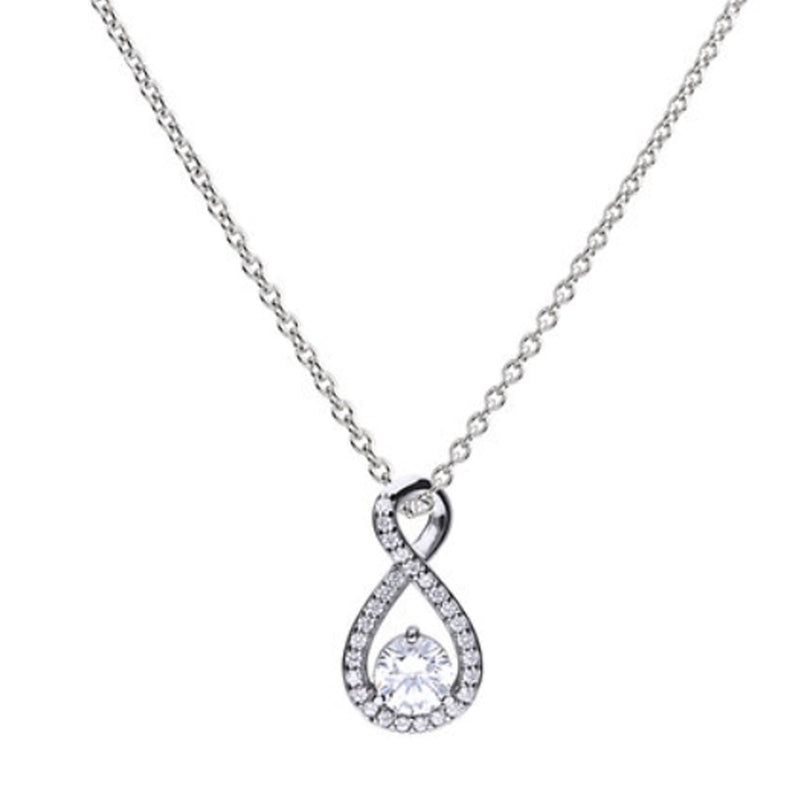 Diamonfire Silver Cubic Zirconia Infinity Pendant & Chain