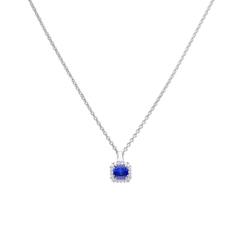 Diamonfire Blue & Clear Cubic Zirconia Cushion Cut Pendant & Chain