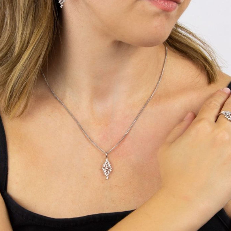 Diamonfire Silver Cubic Zirconia Scatter Pendant & Chain