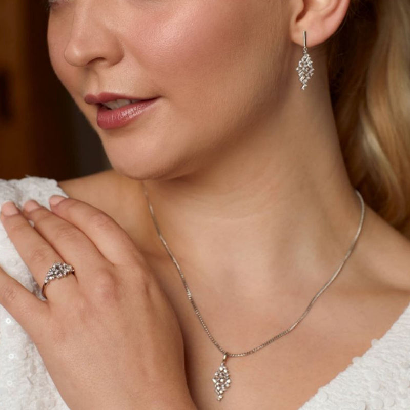 Diamonfire Silver Cubic Zirconia Scatter Pendant & Chain