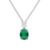 Diamonfire Silver Oval Green & White Cubic Zirconia Pendant & Chain