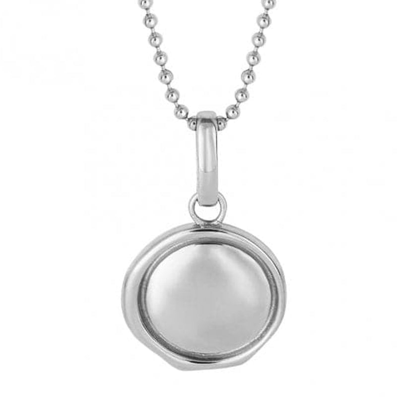 Fred Bennett Stainless Steel Round Wax Seal Style & Ball Chain Necklace P5267