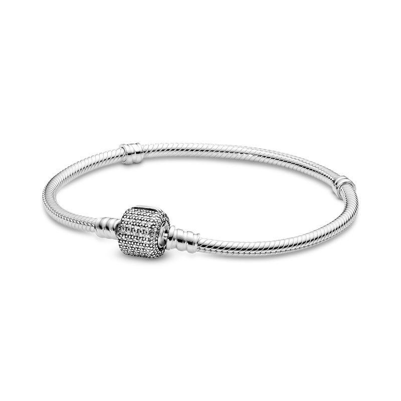 PANDORA MOMENTS SPARKLING PAVÉ CLASP SNAKE CHAIN BRACELET