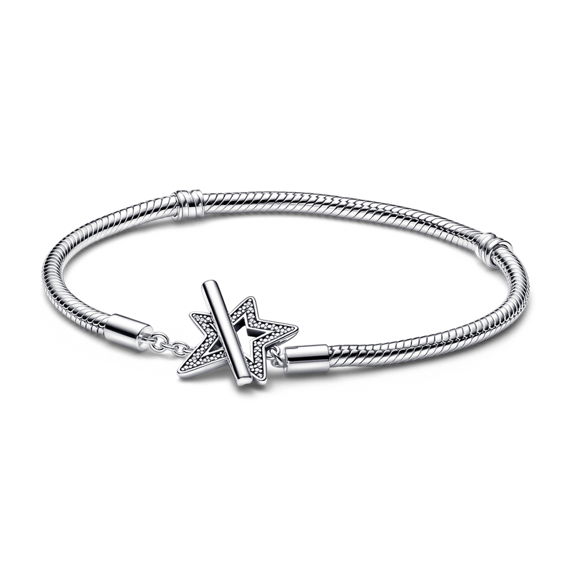 PANDORA MOMENTS ASYMMETRIC STAR T-BAR SNAKE CHAIN BRACELET