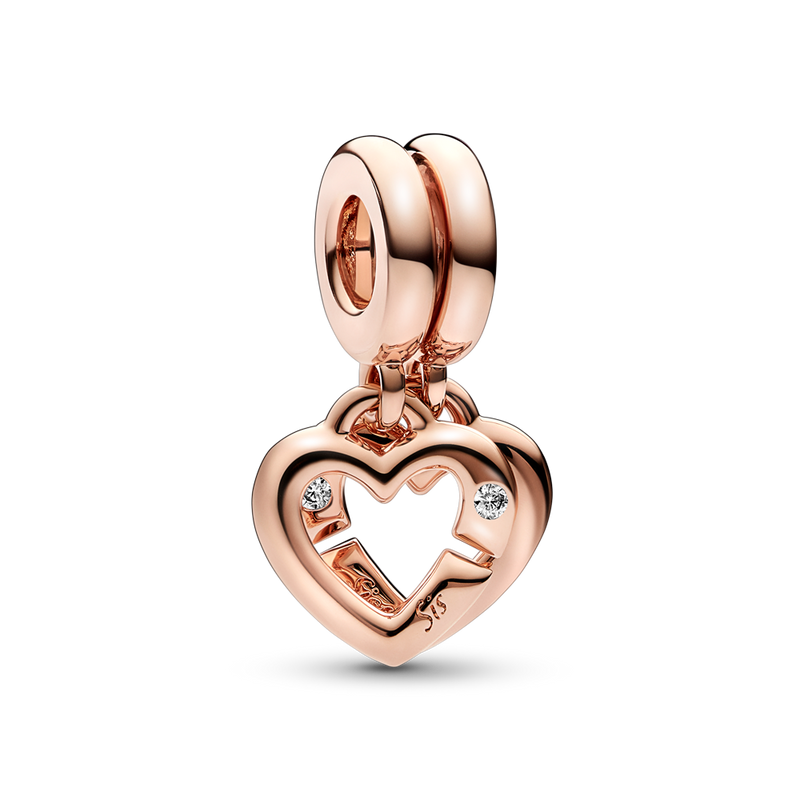 LINKED SISTER HEARTS SPLIT DANGLE CHARM