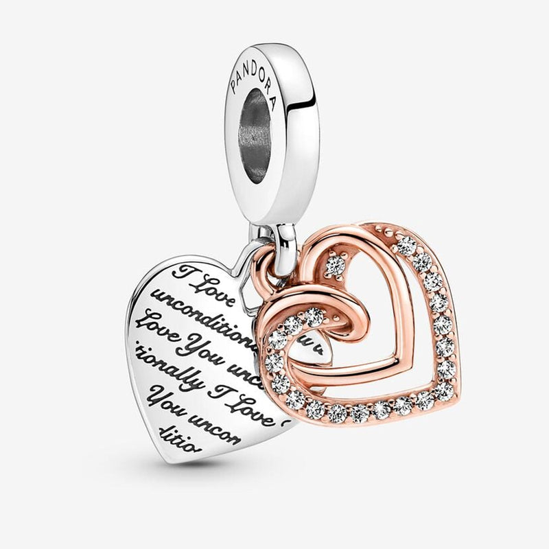 ENTWINED HEARTS DOUBLE DANGLE CHARM