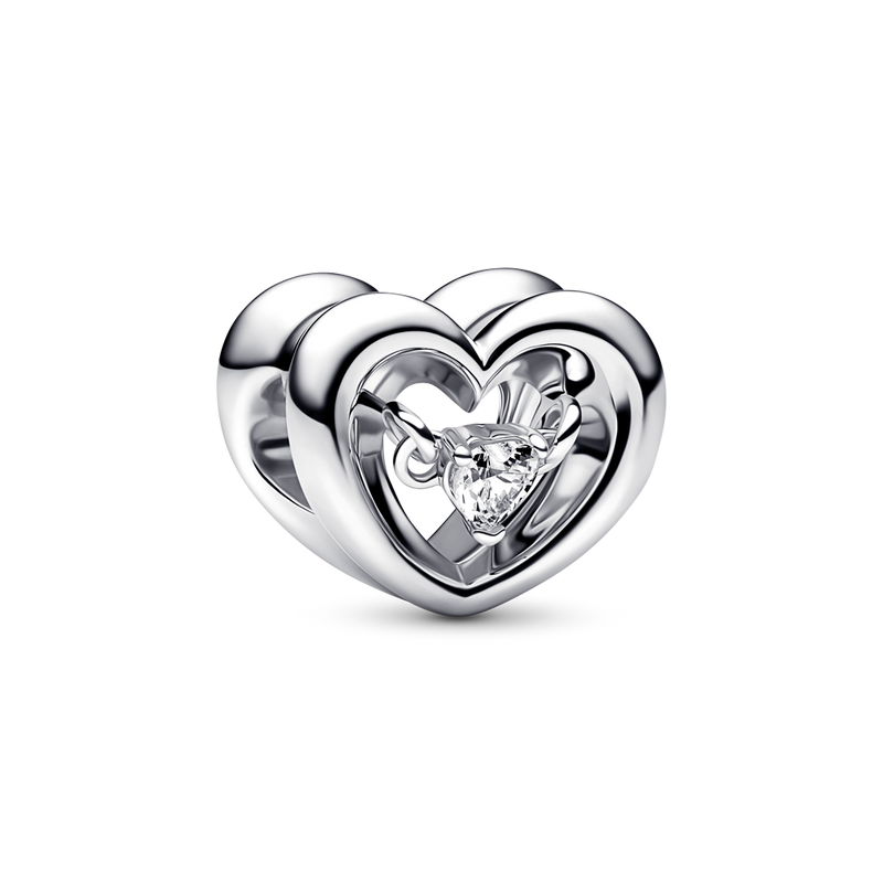 RADIANT HEART & FLOATING STONE CHARM