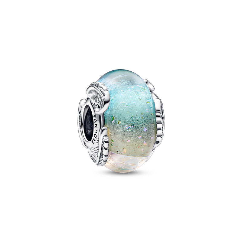 MULTICOLOUR MURANO GLASS & CURVED FEATHER CHARM