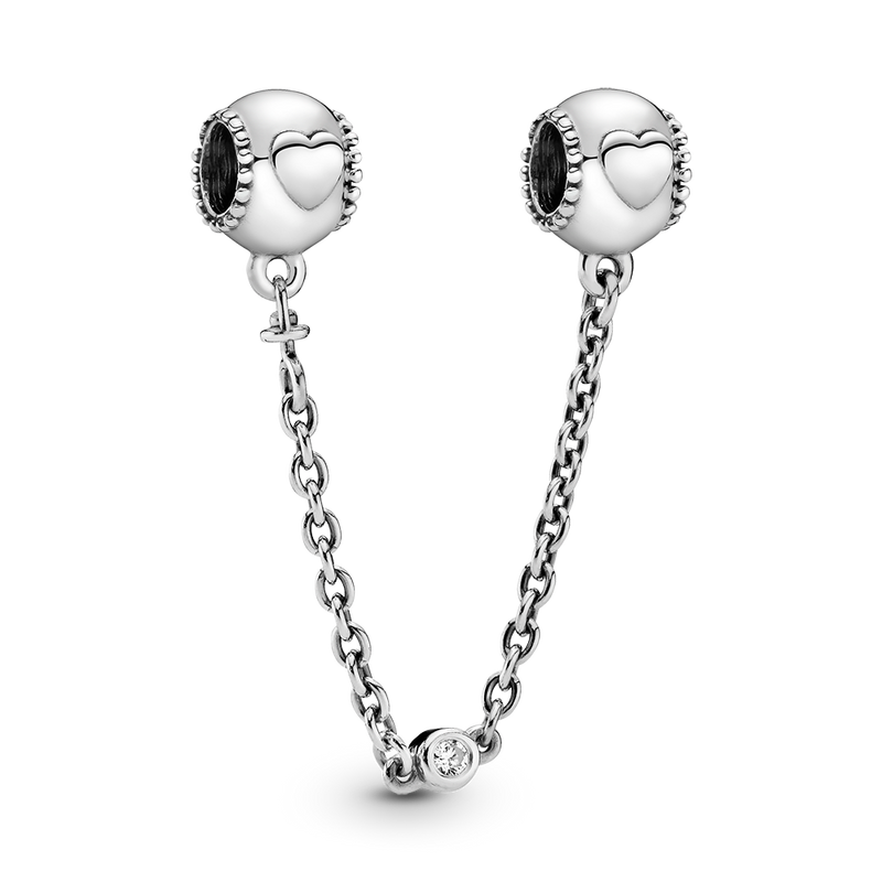 EMBOSSED HEARTS SAFETY CHAIN CHARM