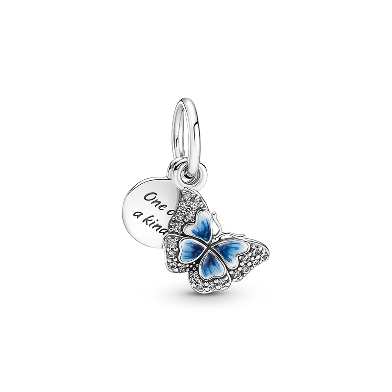 BLUE BUTTERFLY DOUBLE DANGLE CHARM