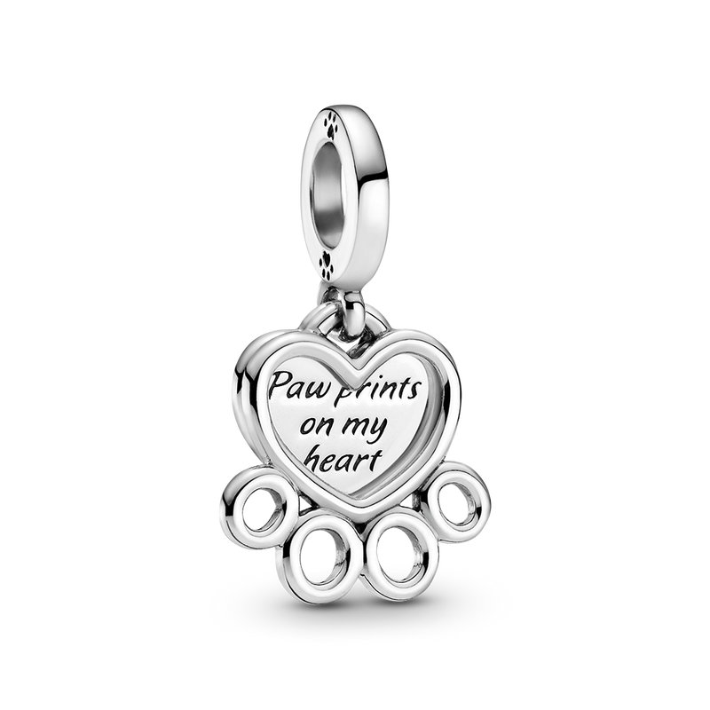 HEARTS & PAW PRINT DANGLE CHARM