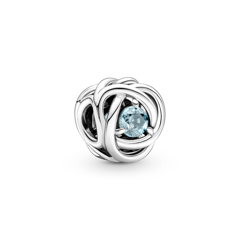 BRAIDED OPENWORK SIL CHARM - MARCH BIRTHSTONE