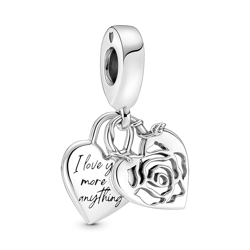 ROSE HEART DOUBLE DANGLE CHARM