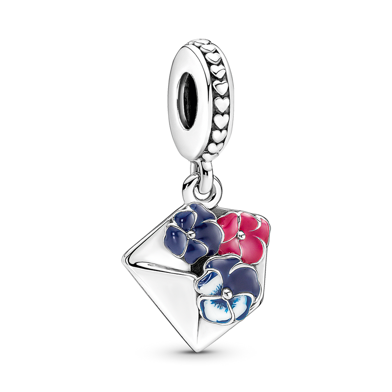 PANSY FLOWER ENVELOPE DANGLE CHARM
