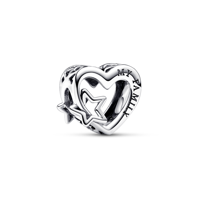 Openwork Family Heart & Star Charm