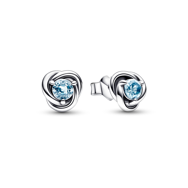 MARCH BIRTHSTONE ETERNITY CIRCLE STUD EARRINGS