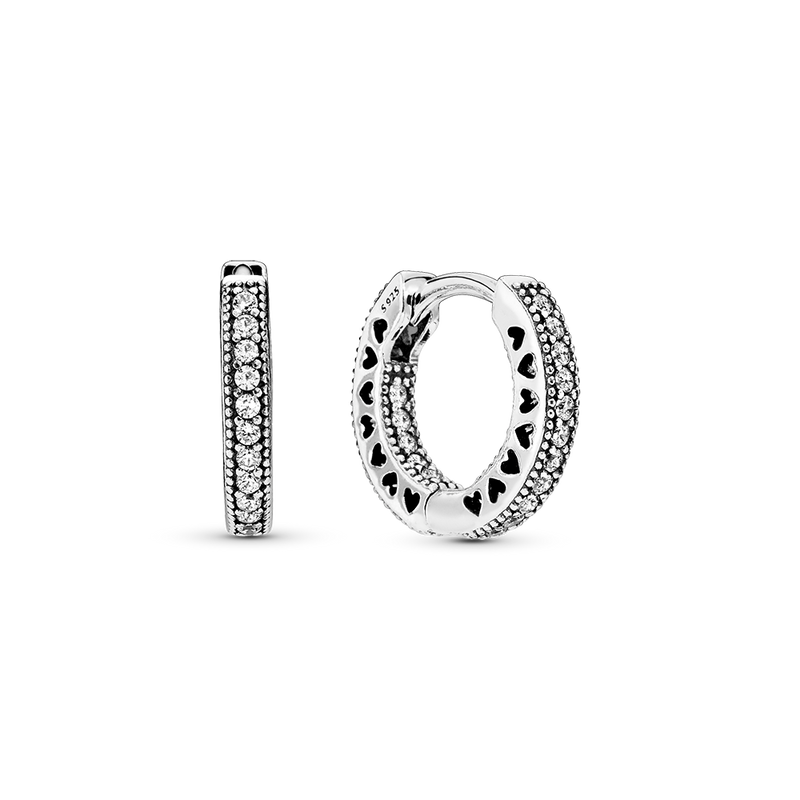 PAVE HEART HOOP EARRINGS