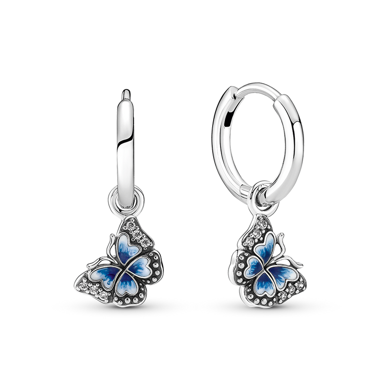 BLUE BUTTERFLY HOOP EARRINGS