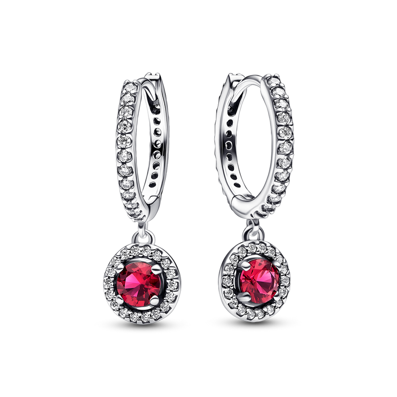 RED ROUND SPARKLING HOOP EARRINGS