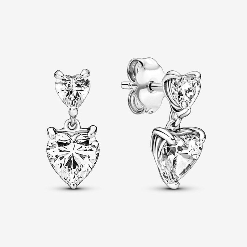 Double Heart Sparkling Stud Earrings