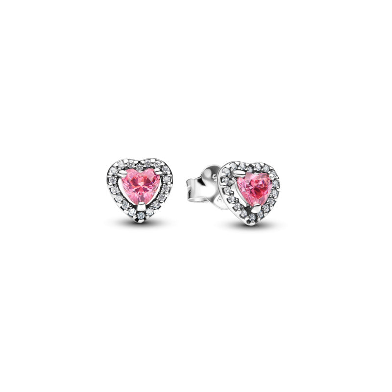 Pink Elevated Heart Stud Earrings