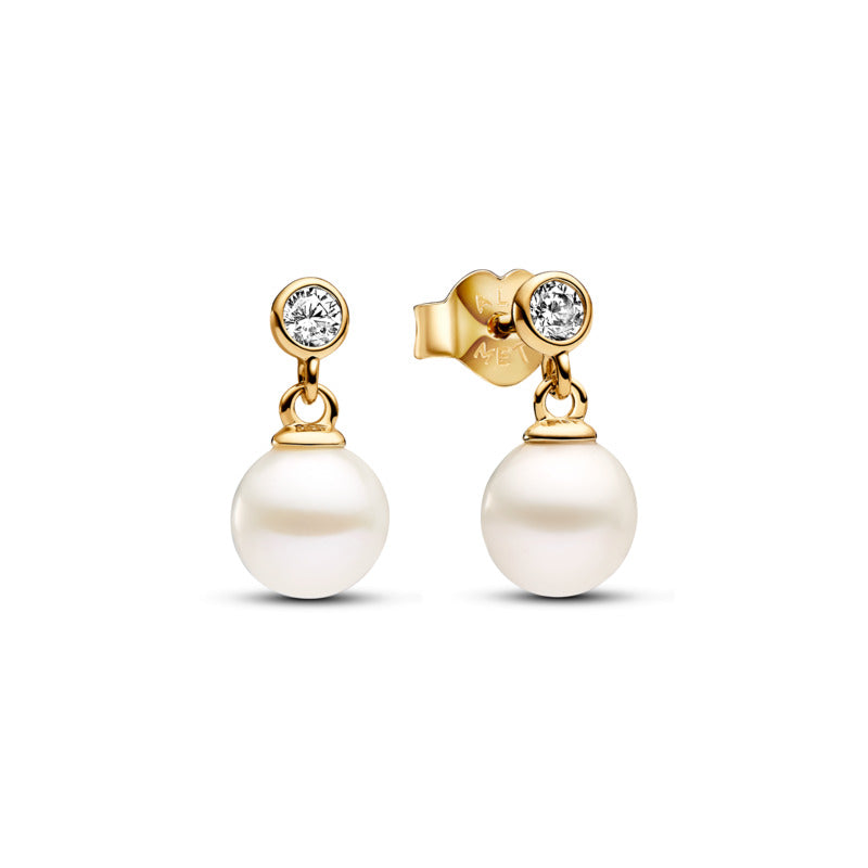 Treated Freshwater Cultured Pearl & Stone Drop Earrings