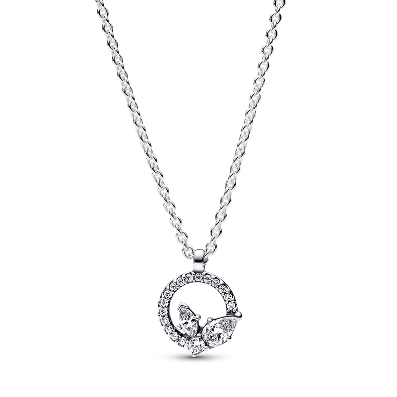 SPARKLING HERBARIUM CIRCLE & CLUSTER PENDANT NECKLACE