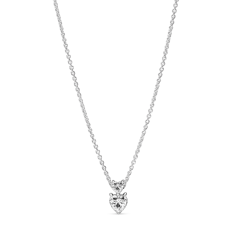 DOUBLE HEART PENDANT SPARKLING COLLIER NECKLACE