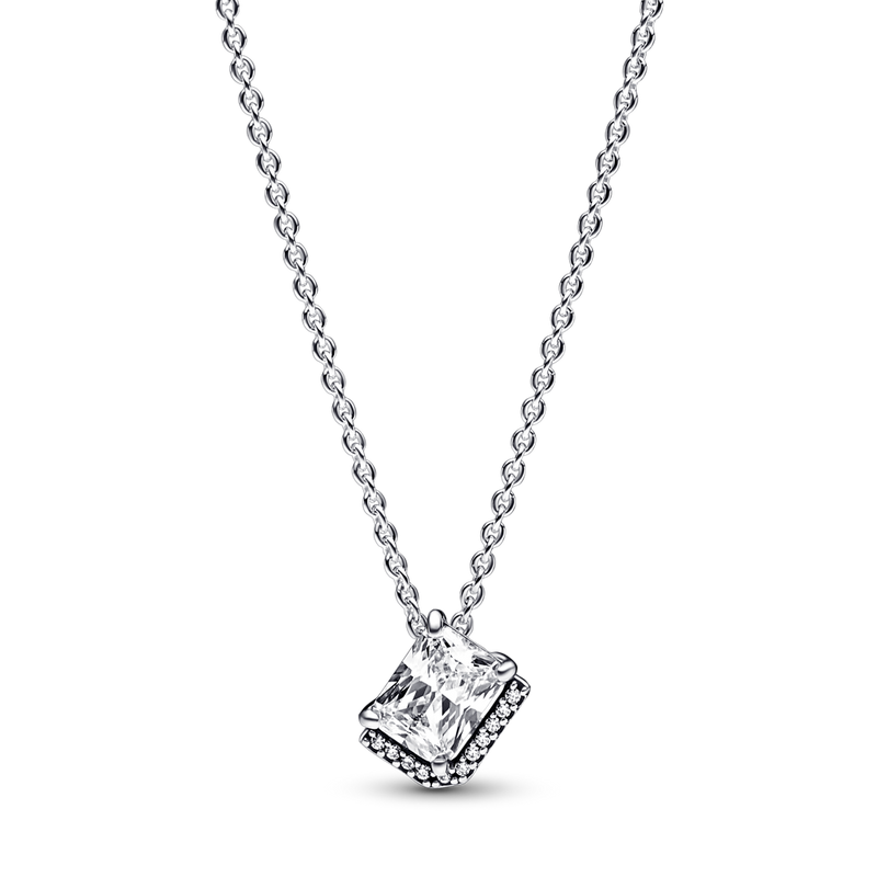 RECTANGULAR SPARKLING HALO COLLIER NECKLACE