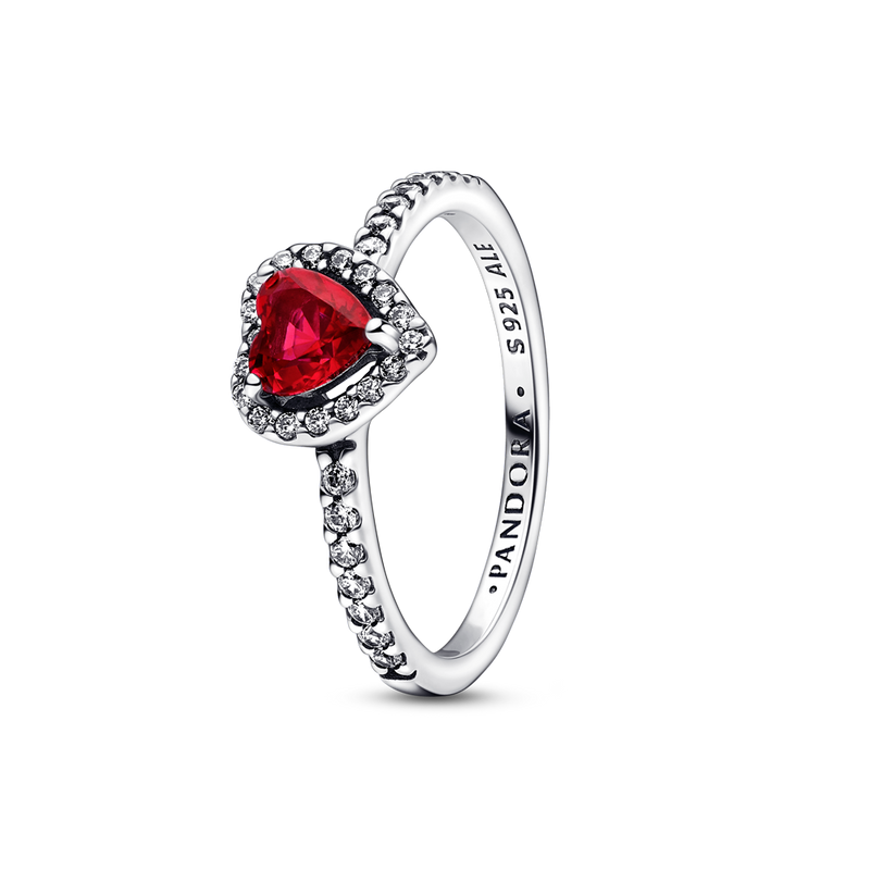 SPARKLING RED ELEVATED HEART RING
