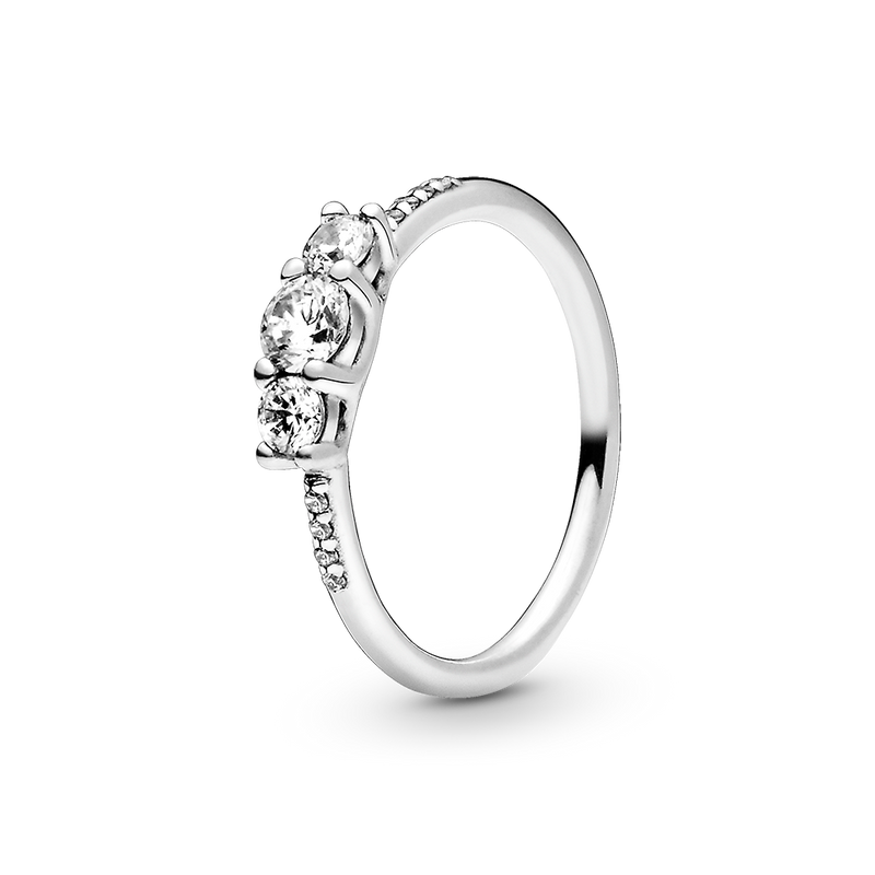 CLEAR THREE-STONE RING
