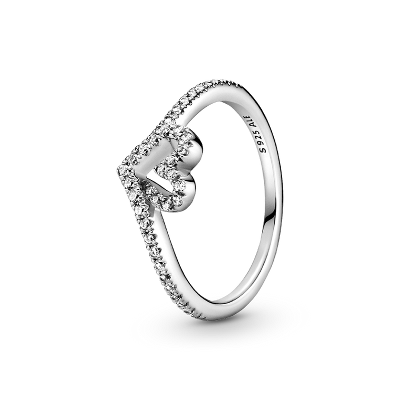 SPARKLING WISHBONE HEART RING