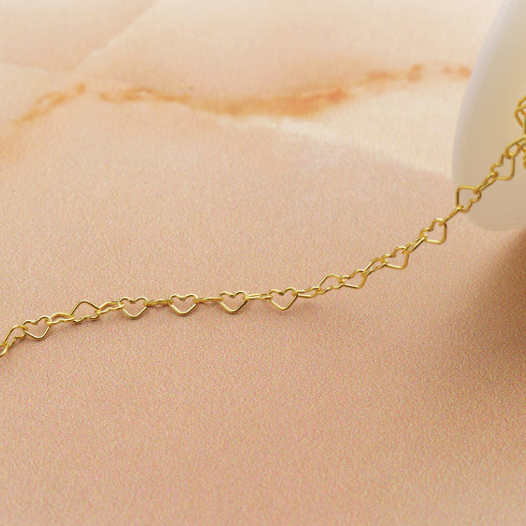 14ct Yellow Gold-Filled Heart Love Link Cable Chain Bracelet 21cm